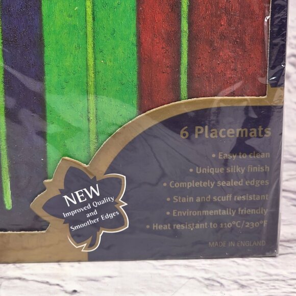 Vtg Pimpernel Premier Collection 6 Placemats & Coasters Set Blue Tulips Design - Picture 4 of 14